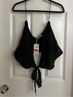 Reserved Black Tie-Front Plunge Bandeau